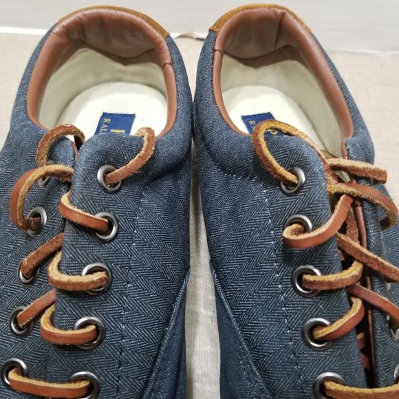Polo Ralph Lauren Vaughn Shoes Men Size 10.5 D Blue Canvas Lace Up Sneakers - Picture 7 of 15